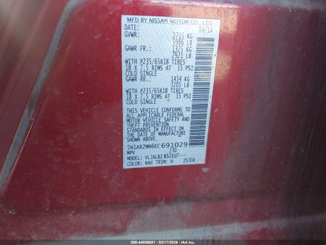Nissan Pathfinder S 2014 5N1AR2MN6EC691029 Image 9