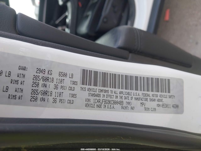 Продажа на аукционе авто 2019 Jeep Grand Cherokee Limited 4x4, vin: 1C4RJFBG9KC800489, номер лота: 44556888