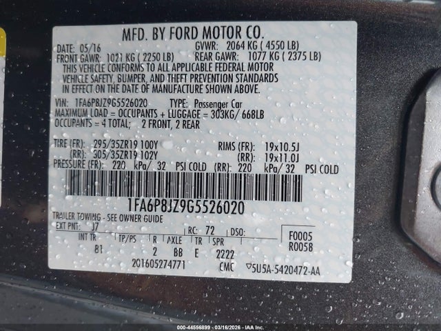 Продаж на аукціоні авто 2016 Ford Shelby Gt350, vin: 1FA6P8JZ9G5526020, номер лоту: 44556899
