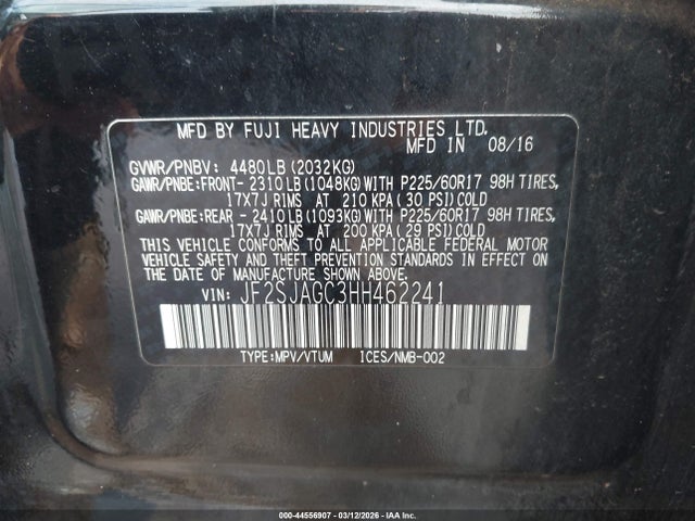 2017 SUBARU FORESTER JF2SJAGC3HH462241 Photo 8