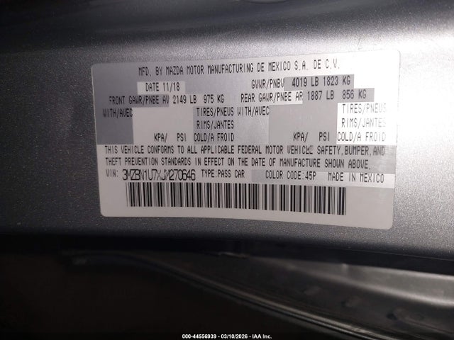 3MZBN1U7XJM270646 Mazda Mazda3 Sport