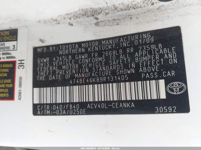 2009 TOYOTA CAMRY 4T4BE46K89R131405 Photo 8