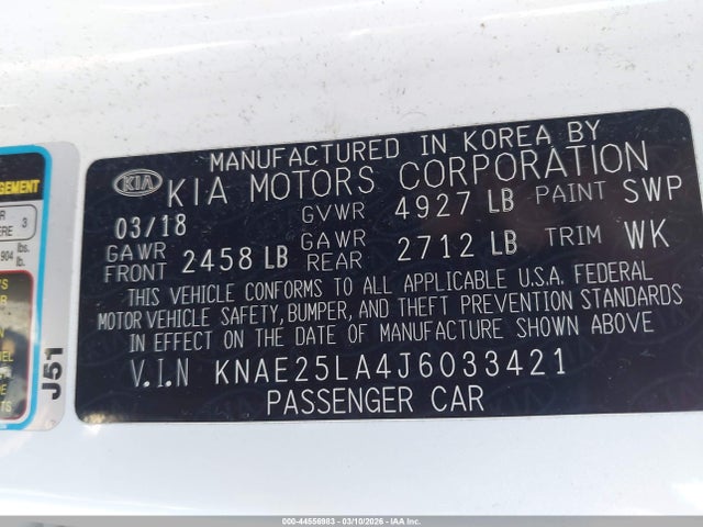 44556983 :رقم المزاد ، KNAE25LA4J6033421 vin ، 2018 Kia Stinger Premium مزاد بيع