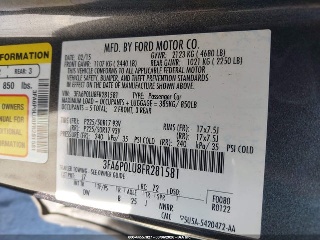 2015 FORD FUSION HYBRID 3FA6P0LU8FR281581 Photo 8