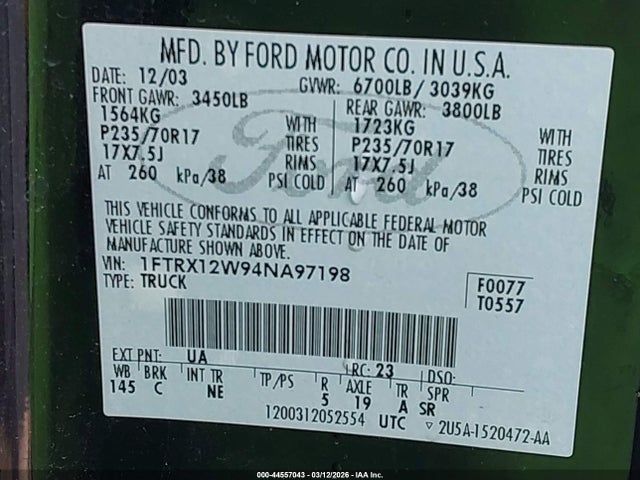 2004 FORD F-150 1FTRX12W94NA97198 Photo 8