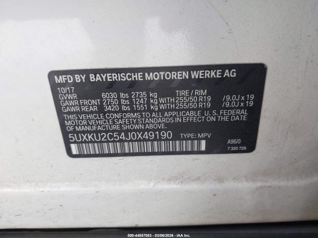 Продаж на аукціоні авто 2018 Bmw X6 Xdrive35i, vin: 5UXKU2C54J0X49190, номер лоту: 44557083