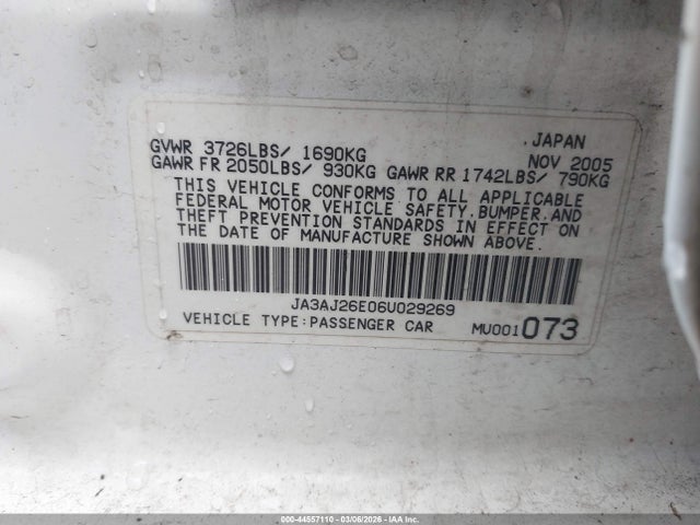 2006 MITSUBISHI LANCER JA3AJ26E06U029269 Photo 8