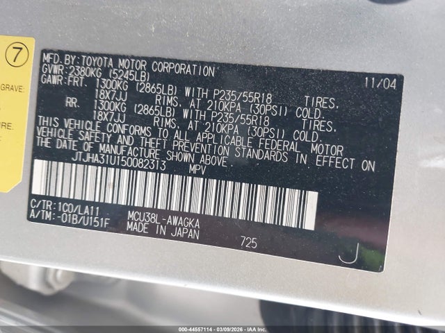 Aukcja sprzedaży 2005 Lexus Rx 330, vin: JTJHA31U150082313, numer aukcji: 44557114