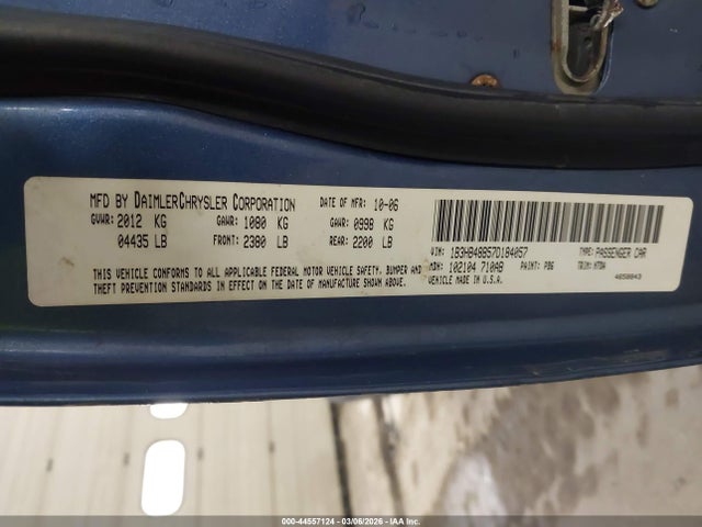 44557124 :رقم المزاد ، 1B3HB48B57D184057 vin ، 2007 Dodge Caliber Sxt مزاد بيع