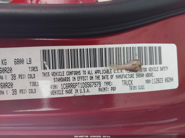 44557169 :رقم المزاد ، 1C6RR6PT1DS567979 vin ، 2013 Ram 1500 Laramie Longhorn Edition مزاد بيع