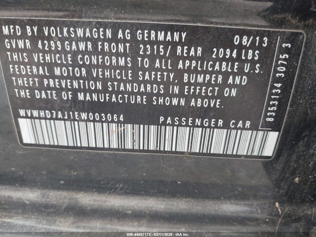 Aukcja sprzedaży 2014 Volkswagen Gti Wolfsburg Edition, vin: WVWHD7AJ1EW003064, numer aukcji: 44557173