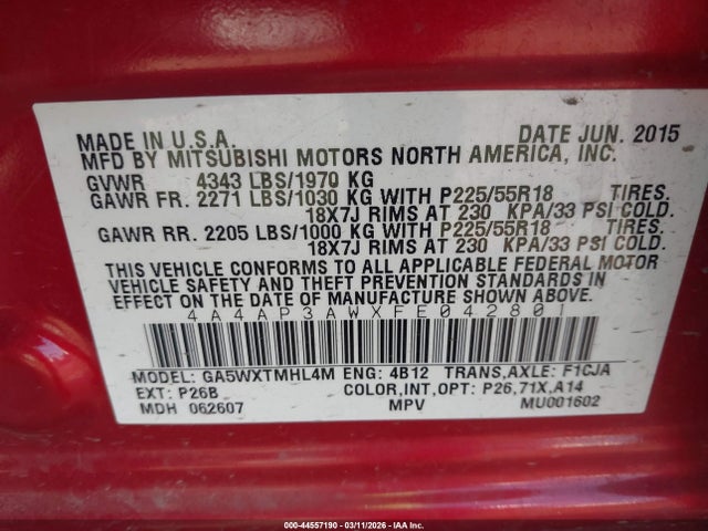 2015 MITSUBISHI OUTLANDER SPORT 4A4AP3AWXFE042801 Photo 8