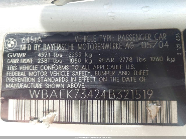 2004 BMW 645CI WBAEK73424B321519 Photo 8