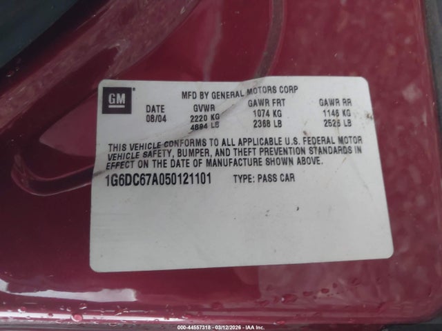 2005 CADILLAC STS 1G6DC67A050121101 Photo 8