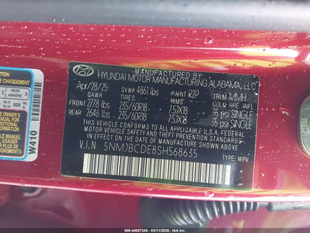 Hyundai TUCSON SEL 2025 5NMJBCDE8SH568635 Image 9