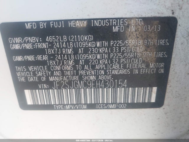 Продаж на аукціоні авто 2014 Subaru Forester 2.0xt Touring, vin: JF2SJGMC9EH430154, номер лоту: 44557364