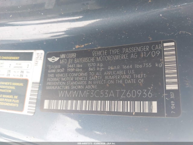 2010 MINI COOPER WMWMF3C53ATZ60936 Photo 8