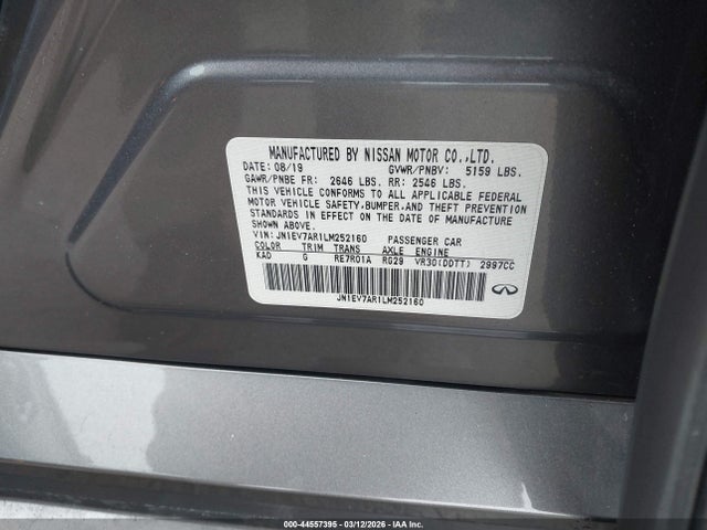 Продаж на аукціоні авто 2020 Infiniti Q50 Luxe Awd, vin: JN1EV7AR1LM252160, номер лоту: 44557395