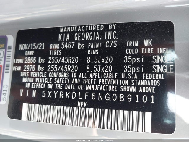 2022 KIA SORENTO 5XYRKDLF6NG089101 Photo 8
