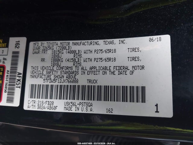 2018 TOYOTA TUNDRA 5TFDW5F12JX766088 Photo 8