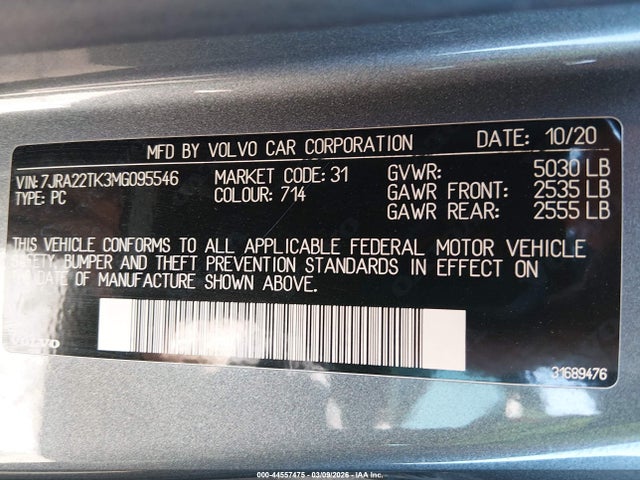 2021 VOLVO S60 7JRA22TK3MG095546 Photo 8