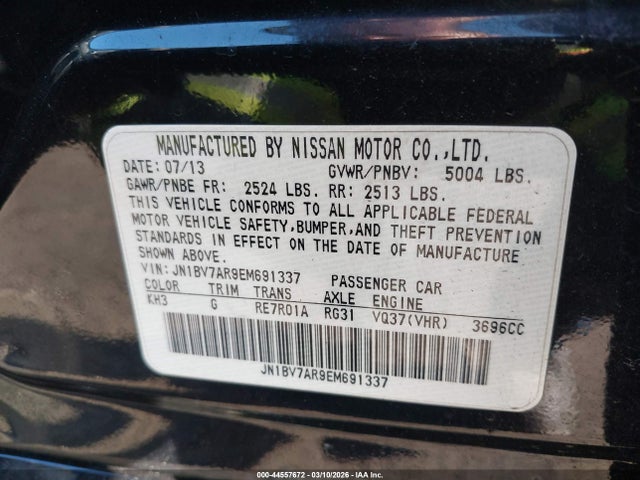 Aukcja sprzedaży 2014 Infiniti Q50 Premium, vin: JN1BV7AR9EM691337, numer aukcji: 44557672
