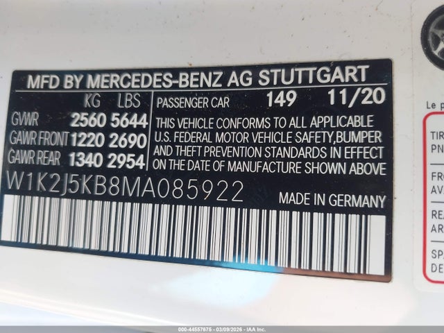 2021 MERCEDES-BENZ CLS 450 W1K2J5KB8MA085922 Photo 8