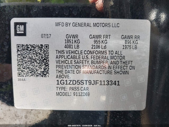 Продажа на аукционе авто 2018 Chevrolet Malibu Lt, vin: 1G1ZD5ST9JF113341, номер лота: 44557676
