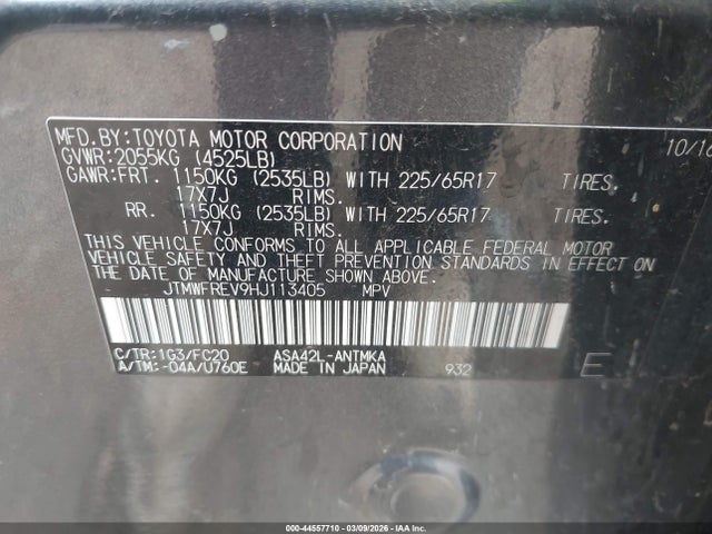 JTMWFREV9HJ113405 Toyota Rav4 Xle
