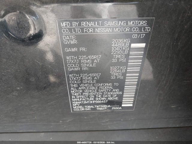 Nissan ROGUE SV 2017 KNMAT2MT3HP566457 Image 9