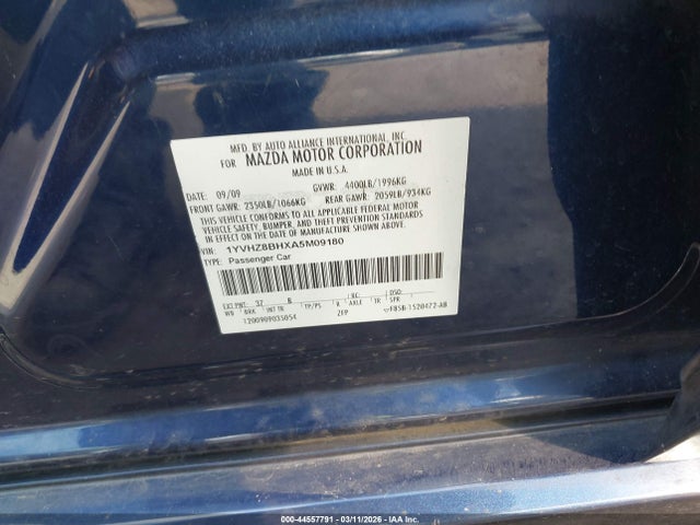 Aukcja sprzedaży 2010 Mazda Mazda6 I Sport, vin: 1YVHZ8BHXA5M09180, numer aukcji: 44557791
