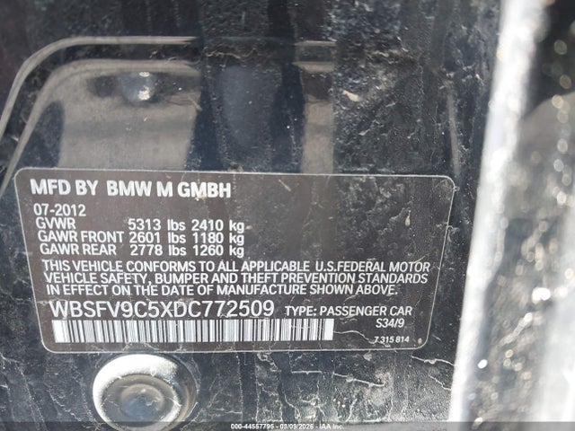 44557795 :رقم المزاد ، WBSFV9C5XDC772509 vin ، 2013 Bmw M5 مزاد بيع