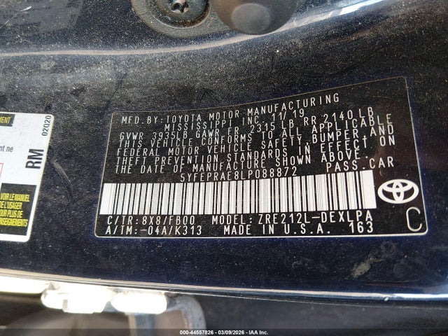 2020 TOYOTA COROLLA 5YFEPRAE8LP088872 Photo 8