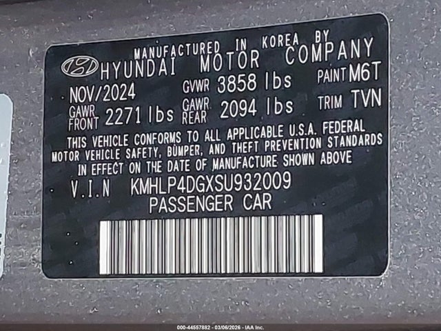 Продаж на аукціоні авто 2025 Hyundai Elantra Limited, vin: KMHLP4DGXSU932009, номер лоту: 44557882