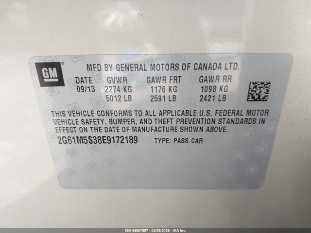 Aukcja sprzedaży 2014 Cadillac Xts Luxury, vin: 2G61M5S38E9172189, numer aukcji: 44557887