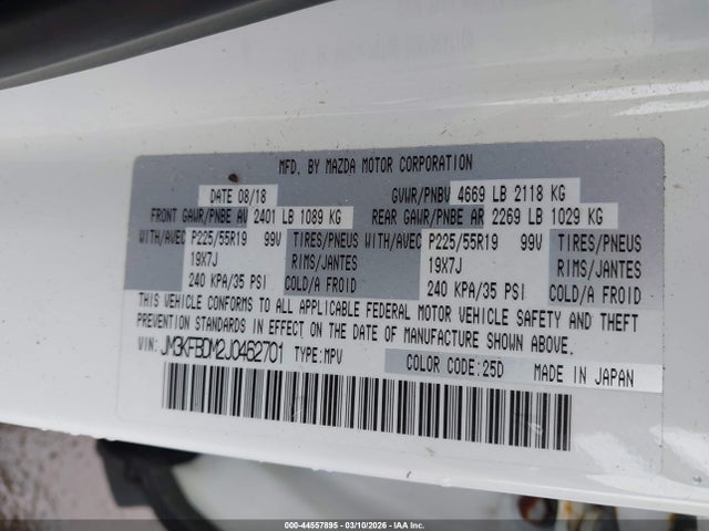 44557895 :رقم المزاد ، JM3KFBDM2J0462701 vin ، 2018 Mazda Cx-5 Grand Touring مزاد بيع