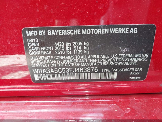 2014 Bmw 328i მანქანა იყიდება აუქციონზე, vin: WBA3A5C53EJ463876, აუქციონის ნომერი: 44557922