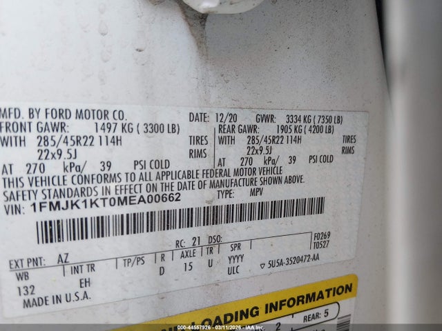 1FMJK1KT0MEA00662 Ford Expedition Limited Max