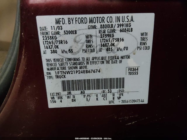 2004 FORD F-250 1FTNW21P24EB67674 Photo 8