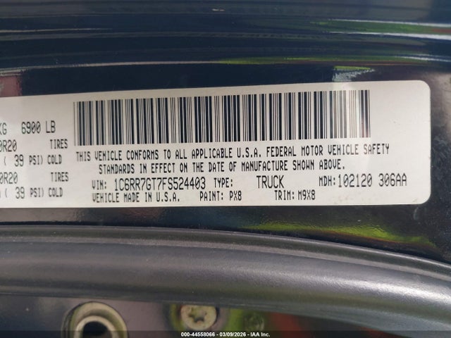 44558066 :رقم المزاد ، 1C6RR7GT7FS524403 vin ، 2015 Ram 1500 Big Horn مزاد بيع
