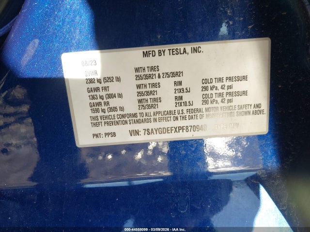 2023 TESLA MODEL Y 7SAYGDEFXPF870940 Photo 8
