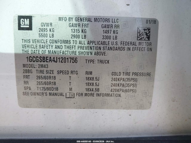 Chevrolet Colorado Wt 2018 1GCGSBEA4J1201756 Image 9