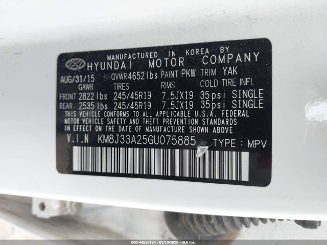 2016 HYUNDAI TUCSON KM8J33A25GU075885 Photo 8