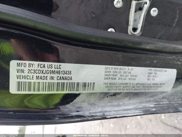 Продаж на аукціоні авто 2021 Dodge Charger Sxt Awd, vin: 2C3CDXJG9MH613438, номер лоту: 44558198