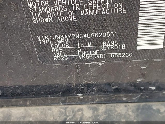 Nissan Armada Sl 4wd 2020 JN8AY2NC4L9620561 Image 9