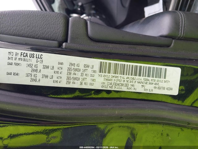 Aukcja sprzedaży 2019 Jeep Grand Cherokee Limited 4x4, vin: 1C4RJFBGXKC801263, numer aukcji: 44558264