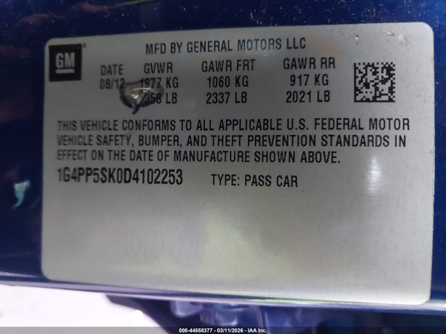Продаж на аукціоні авто 2013 Buick Verano, vin: 1G4PP5SK0D4102253, номер лоту: 44558377