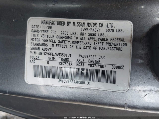 Продажа на аукционе авто 2010 Infiniti G37, vin: JN1CV6FE7AM350131, номер лота: 44558407