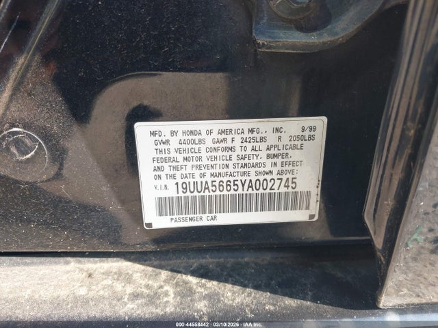 Aukcja sprzedaży 2000 Acura Tl 3.2, vin: 19UUA5665YA002745, numer aukcji: 44558442