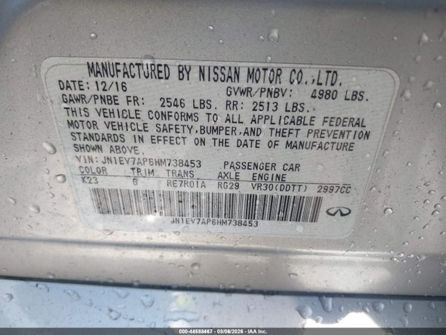 Aukcja sprzedaży 2017 Infiniti Q50 3.0t Premium, vin: JN1EV7AP6HM738453, numer aukcji: 44558467